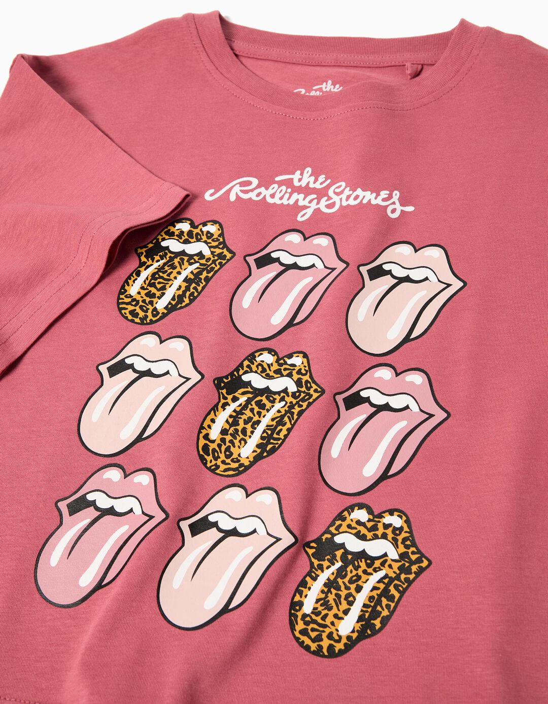 T-shirt 'The Rolling Stones', Menina, Rosa Escuro