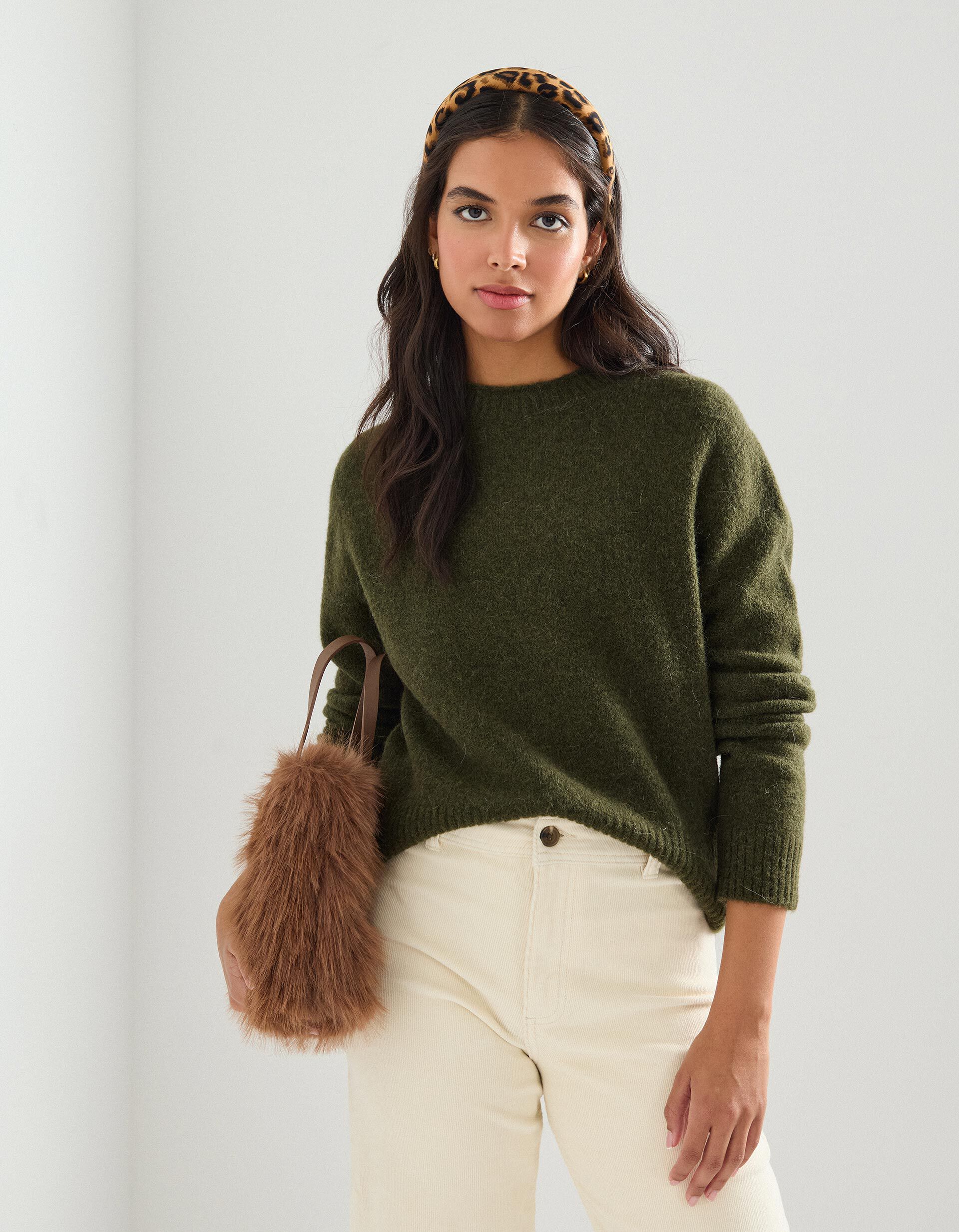 Comprar Online Camisola de Malha, Mulher, Verde Escuro