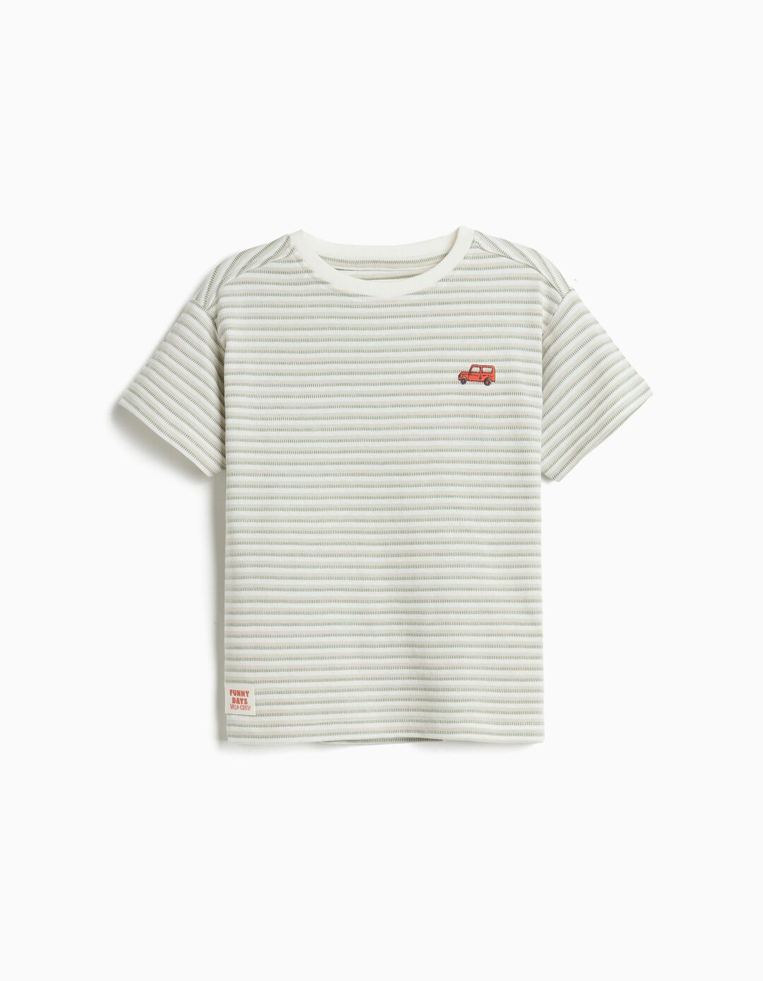 T-shirt &agrave;s Riscas, Menino, Verde Escuro