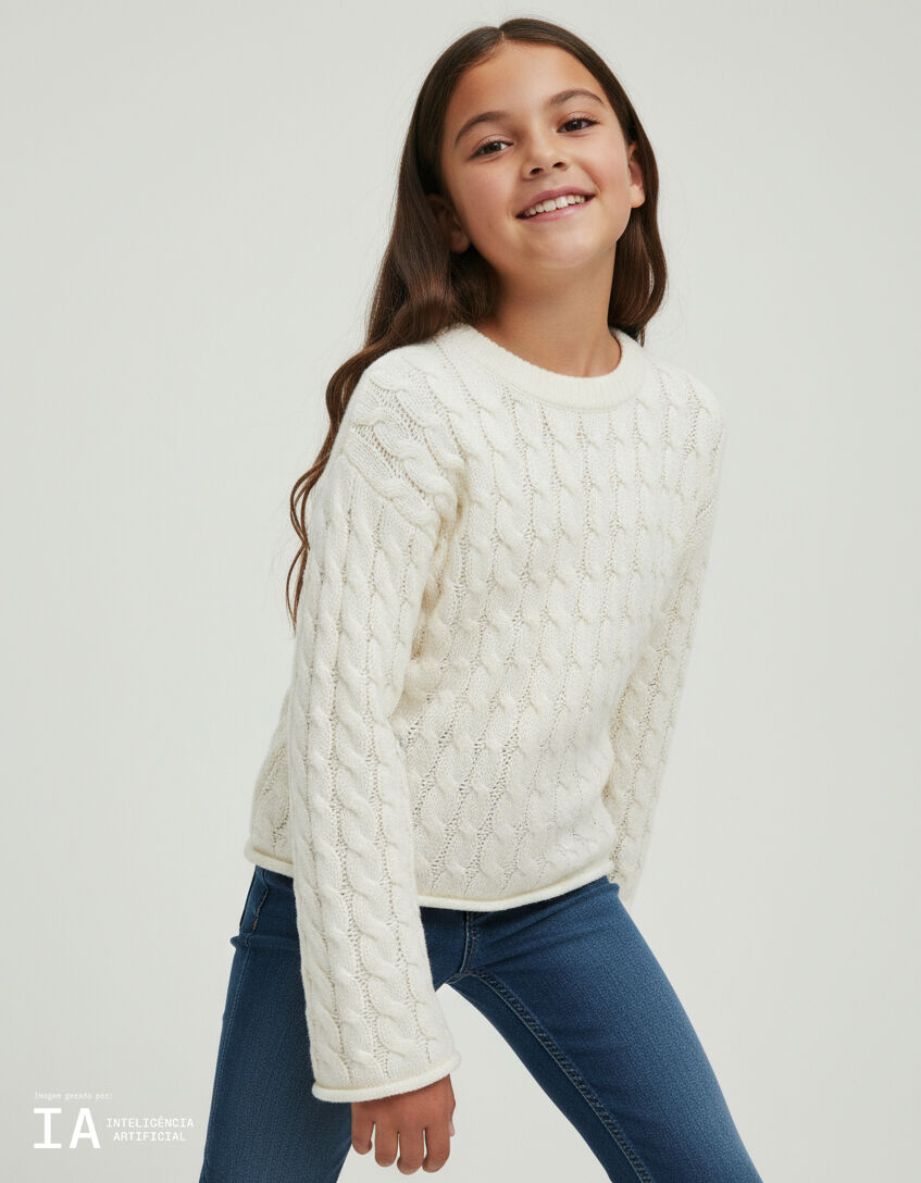 Comprar Online Camisola de Malha, Menina, Branco