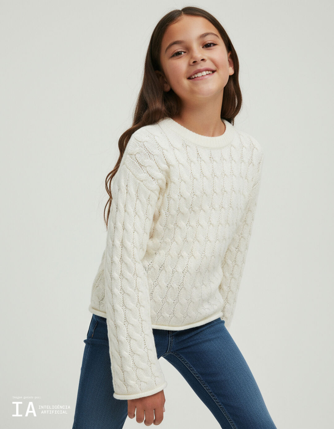 Camisola de Malha, Menina, Branco