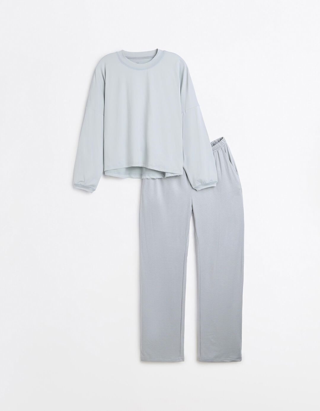 Pijama De Malha &Agrave;s Riscas, Mulher, Azul Claro