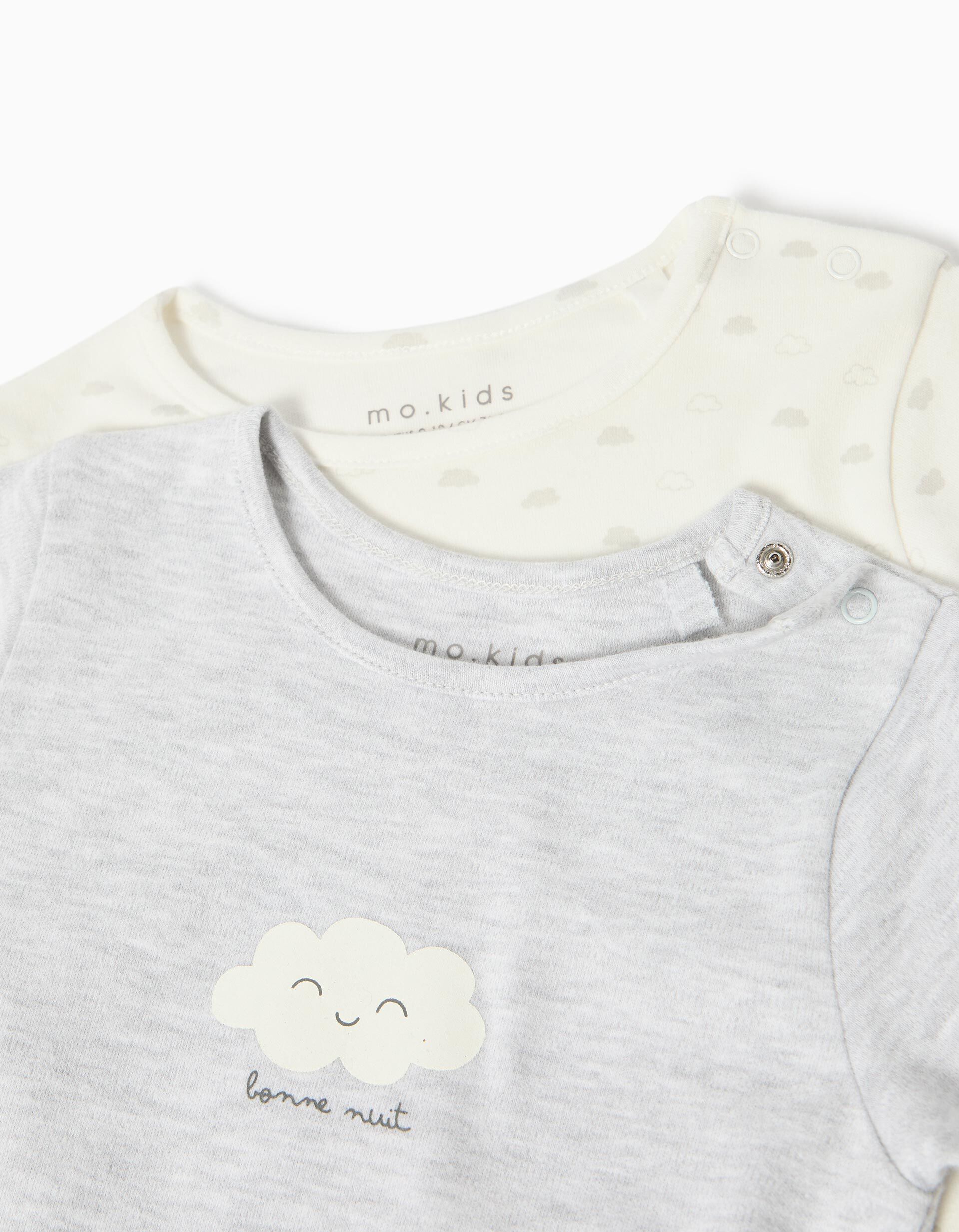 Comprar Online Pack 2 Babygrows, Menino, Cinzento Claro 