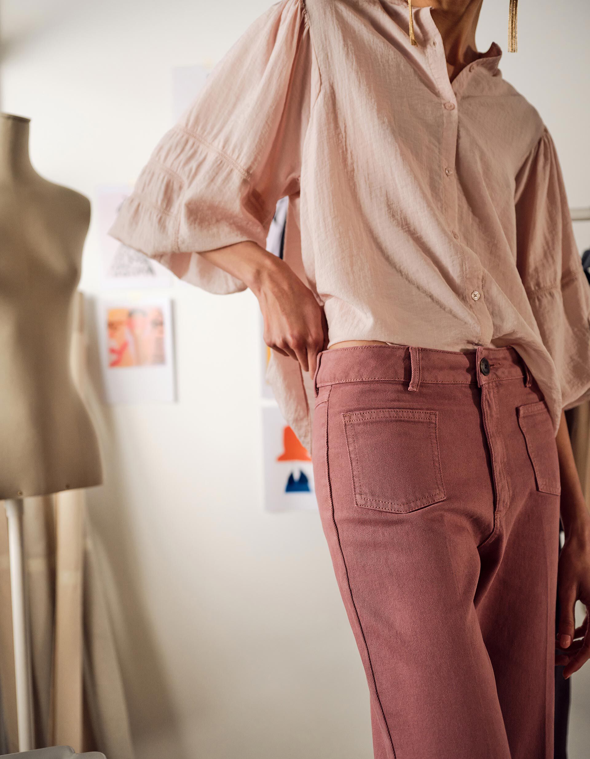 Comprar Online Cal&ccedil;as de Ganga Wide Leg, Mulher, Rosa