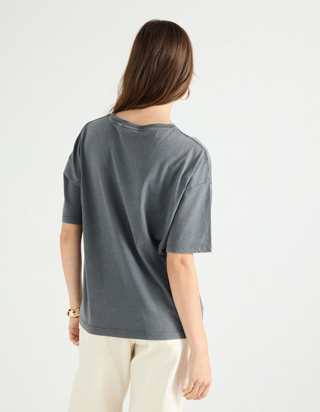 T-shirt 'Bowie', Mulher, Cinzento Escuro 