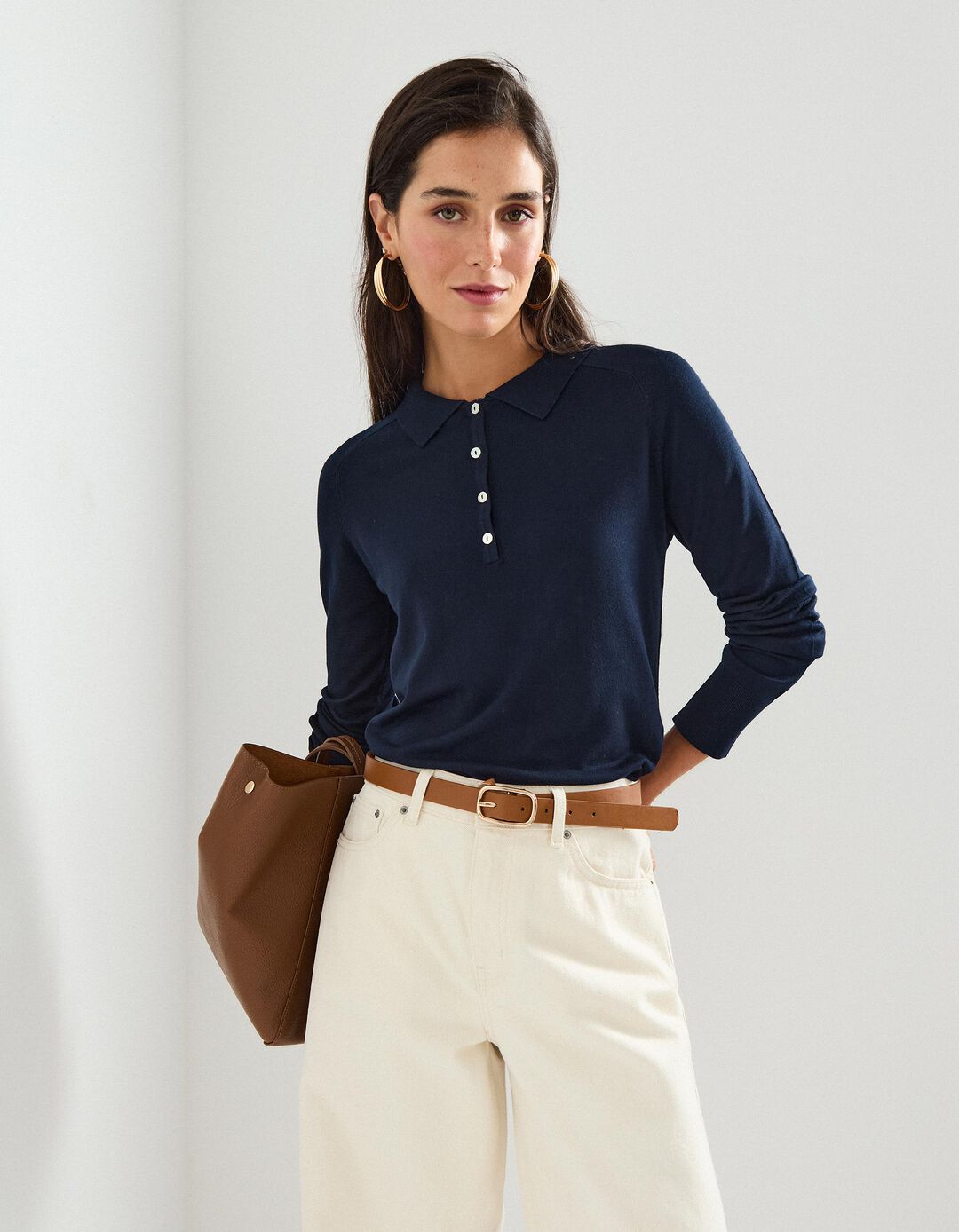 Polo em Malha, Mulher, Azul Escuro