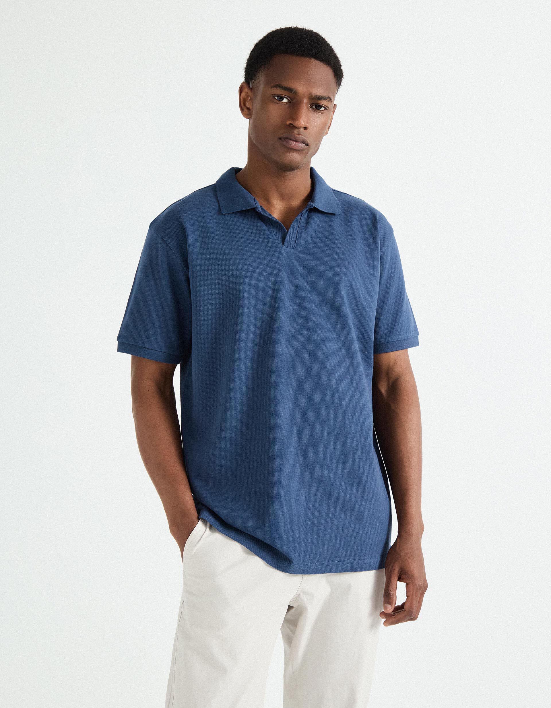 Comprar Online Polo Waffle, Homem, Azul Escuro 