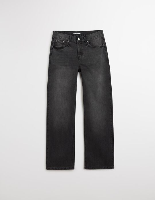 Comprar Online Calças de Ganga Wide Leg, Mulher, Cinzento 