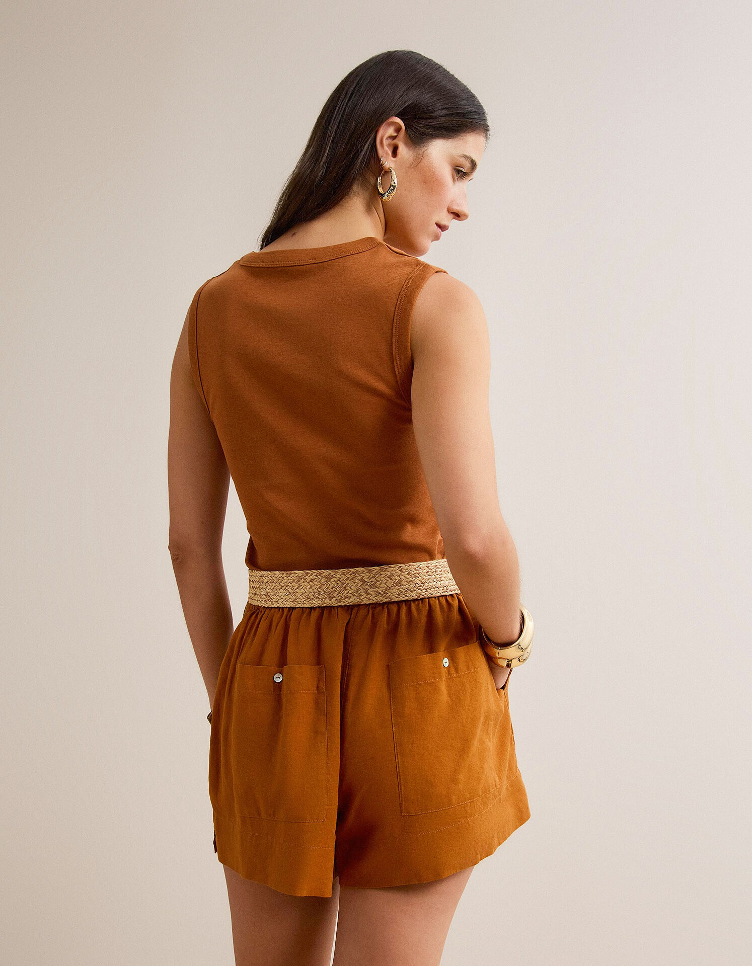 Comprar Online Top Canelado, Mulher, Castanho Claro