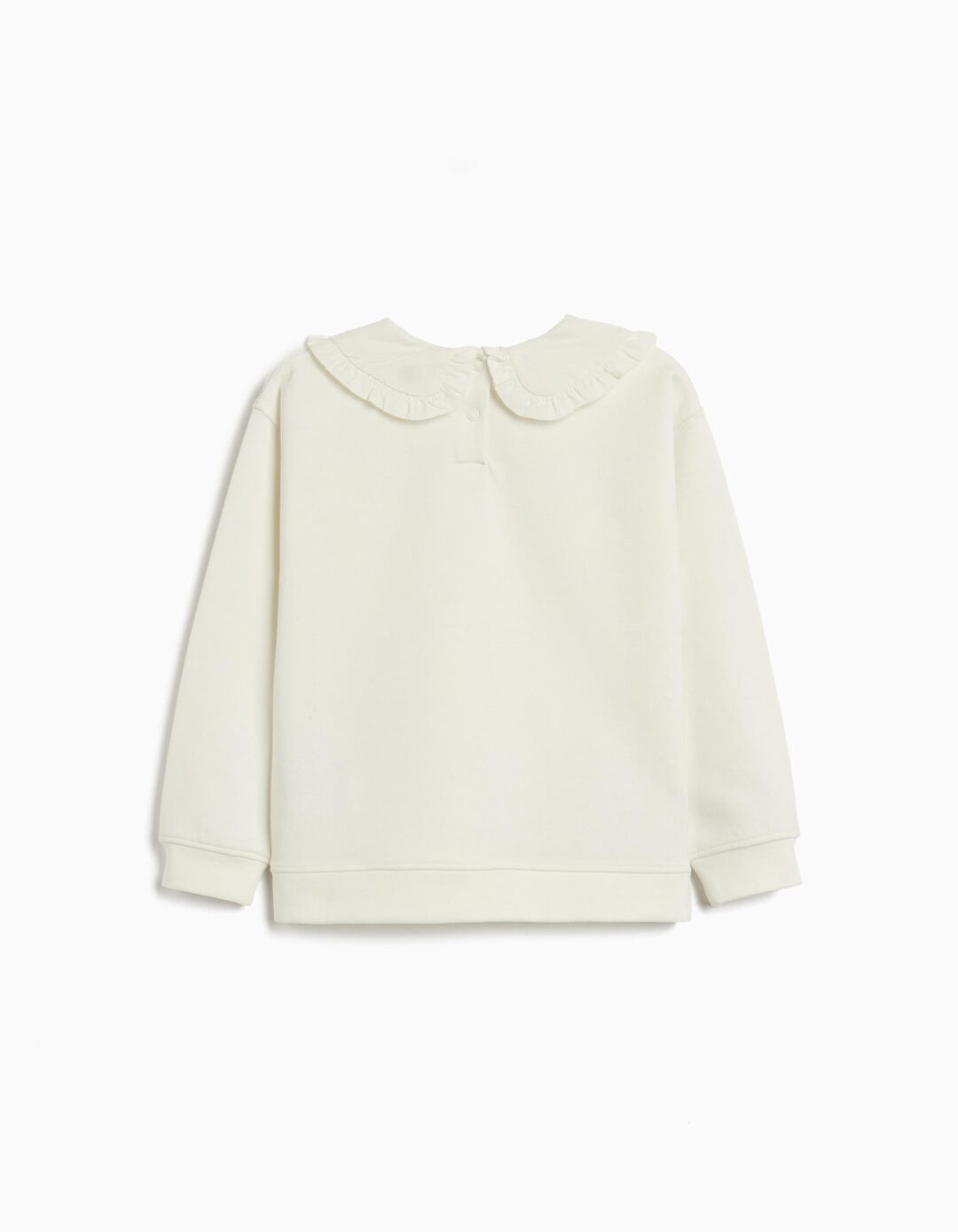 Sweatshirt com Gola, Menina, Branco 