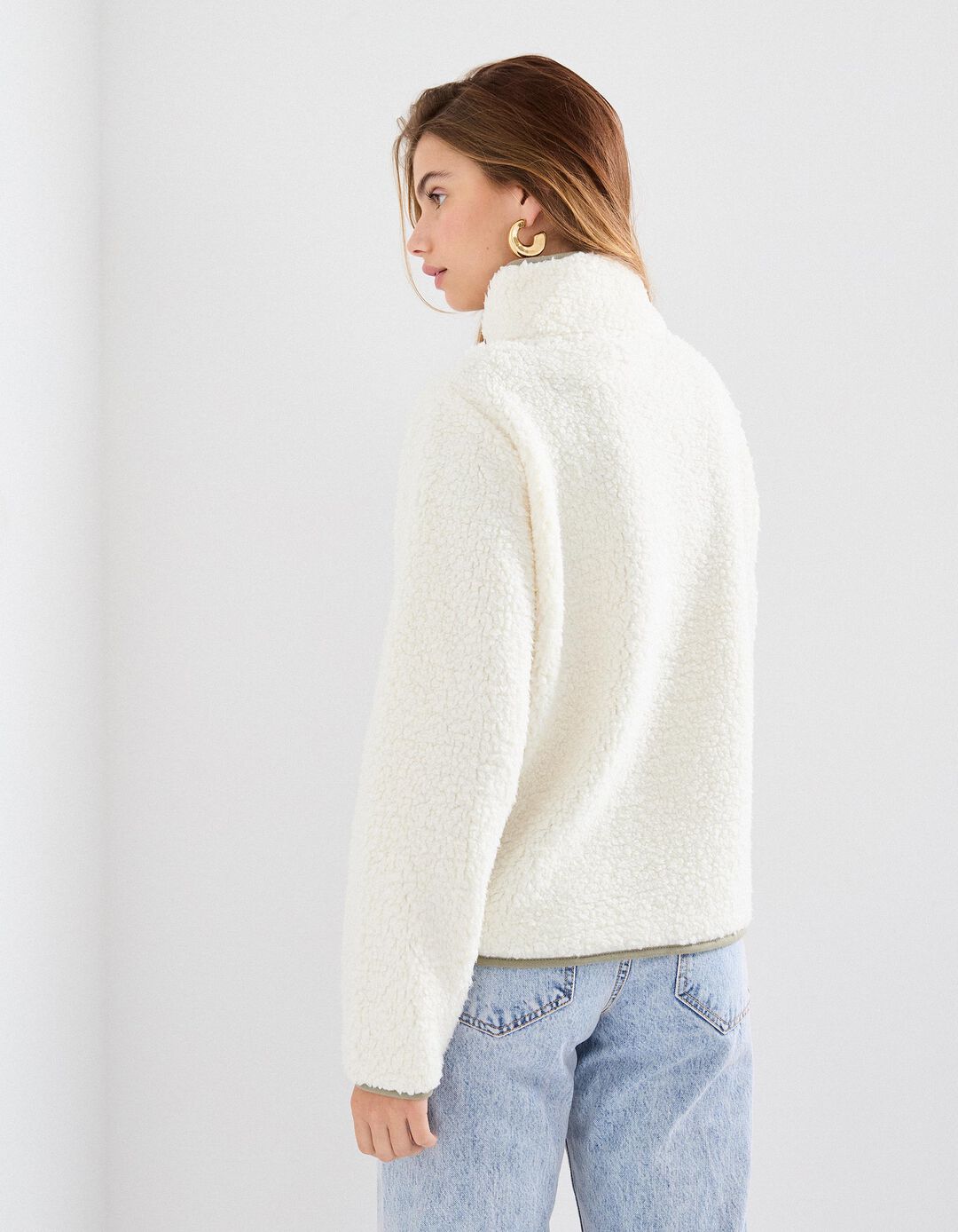 Sweatshirt Sherpa, Mulher, Bege Claro 