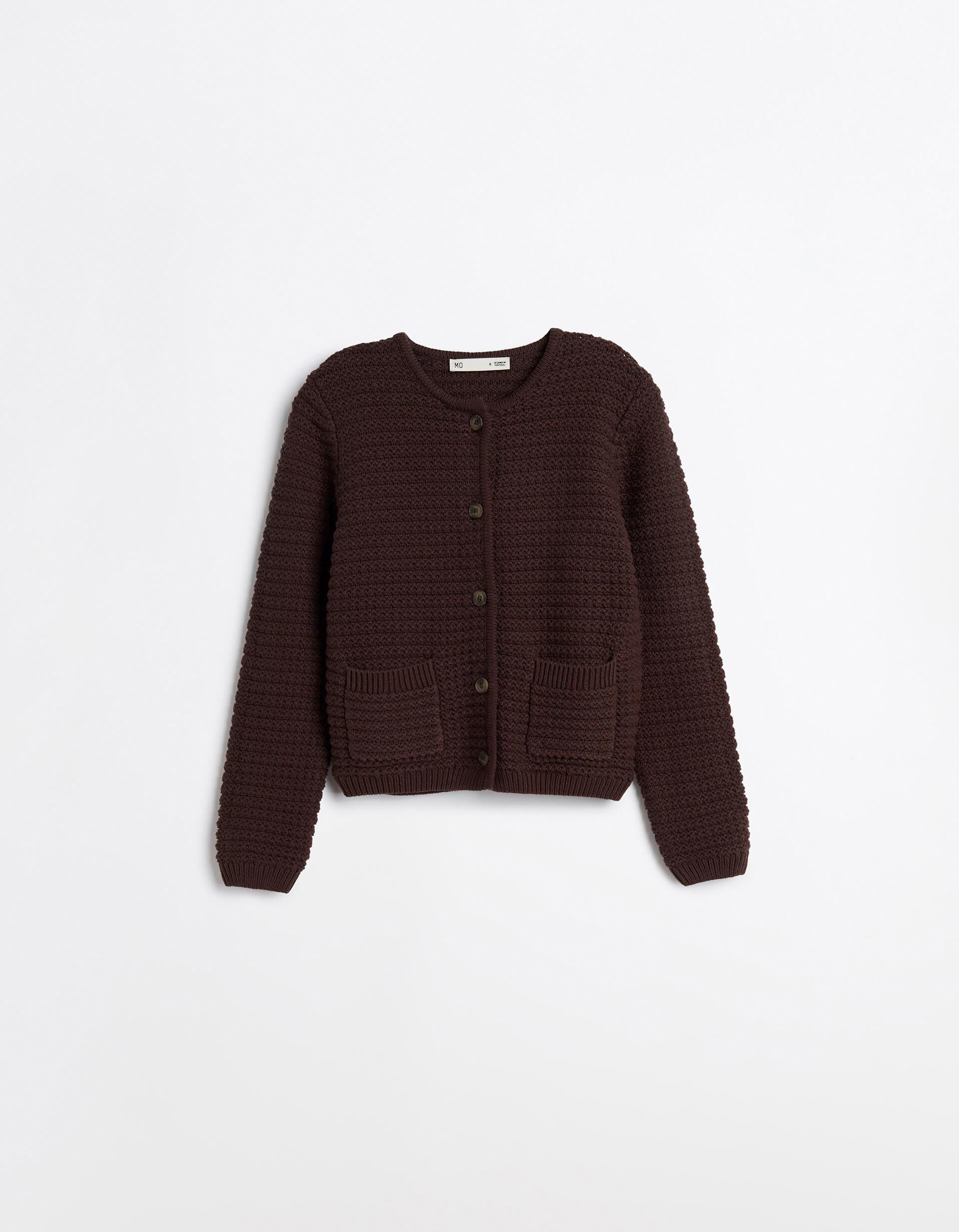 Comprar Online Casaco Tricotado Com Textura, Mulher, Castanho