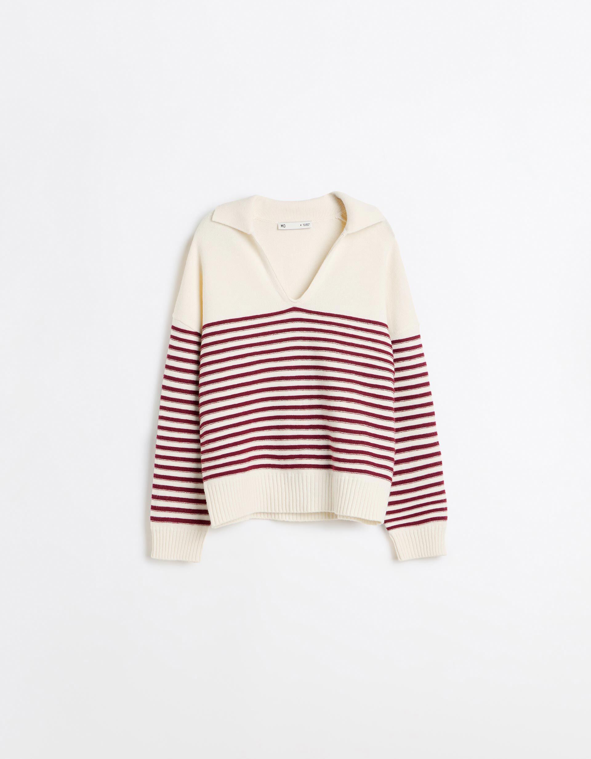 Comprar Online Camisola De Malha &Agrave;s Riscas, Mulher, Vermelho Escuro