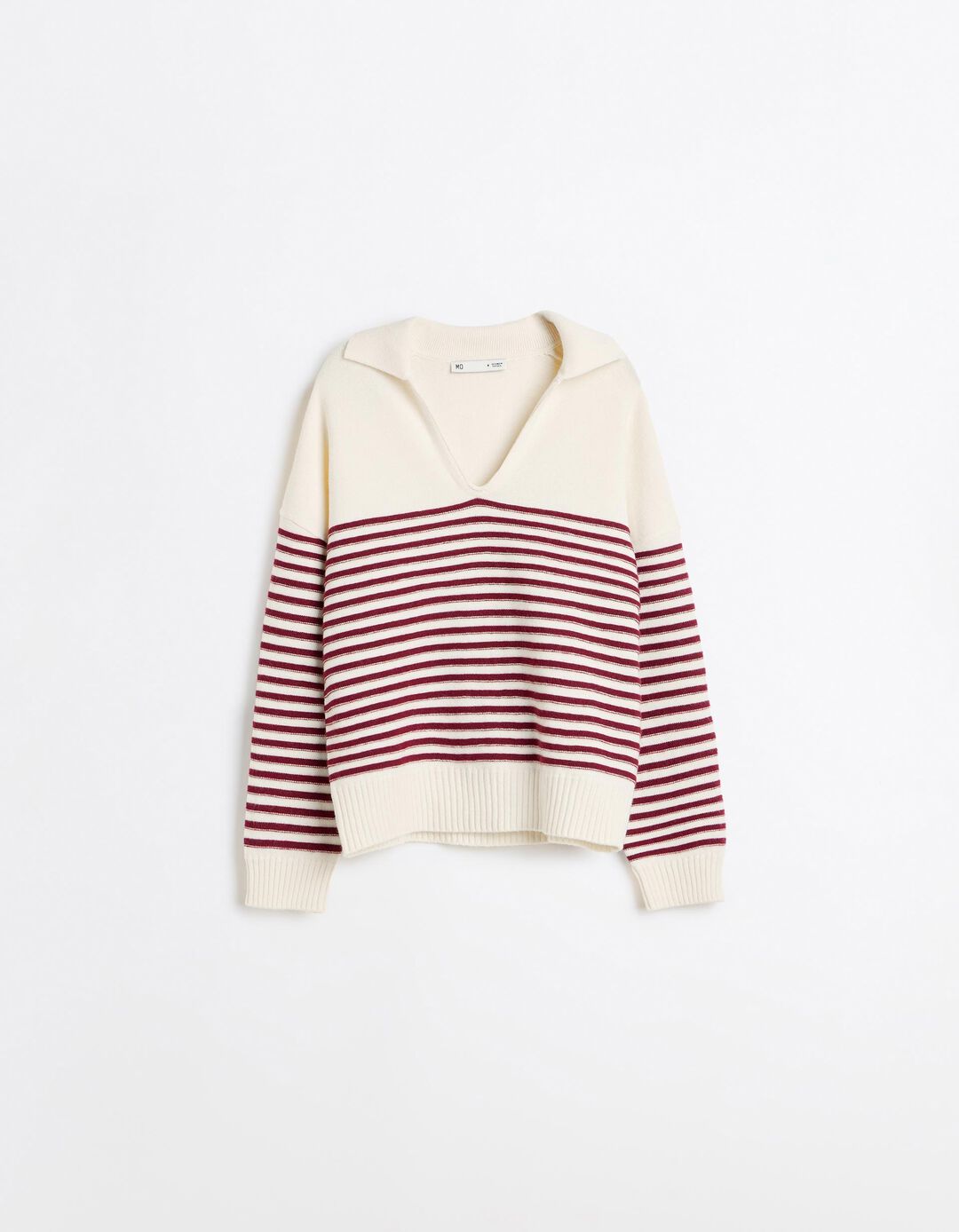 Camisola De Malha &Agrave;s Riscas, Mulher, Vermelho Escuro