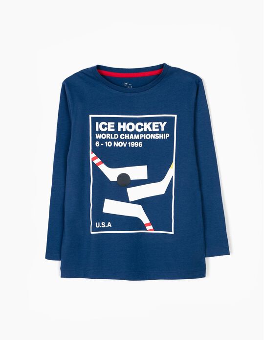T-shirt de Manga Comprida Ice Hockey Azul