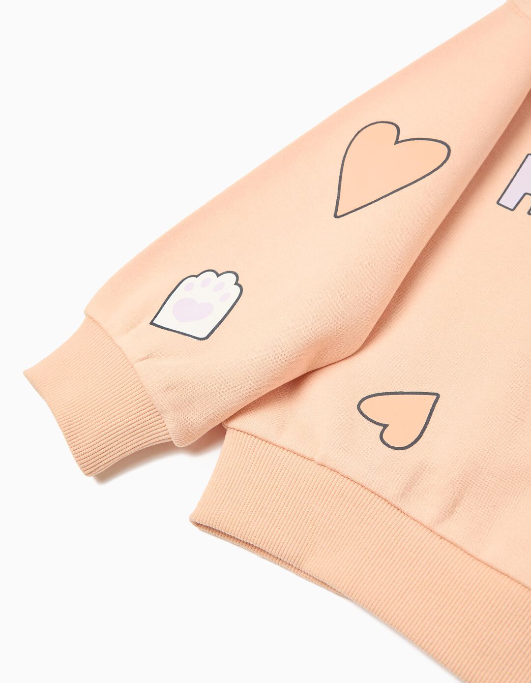 Sweatshirt de Felpa, Menina, Laranja Claro