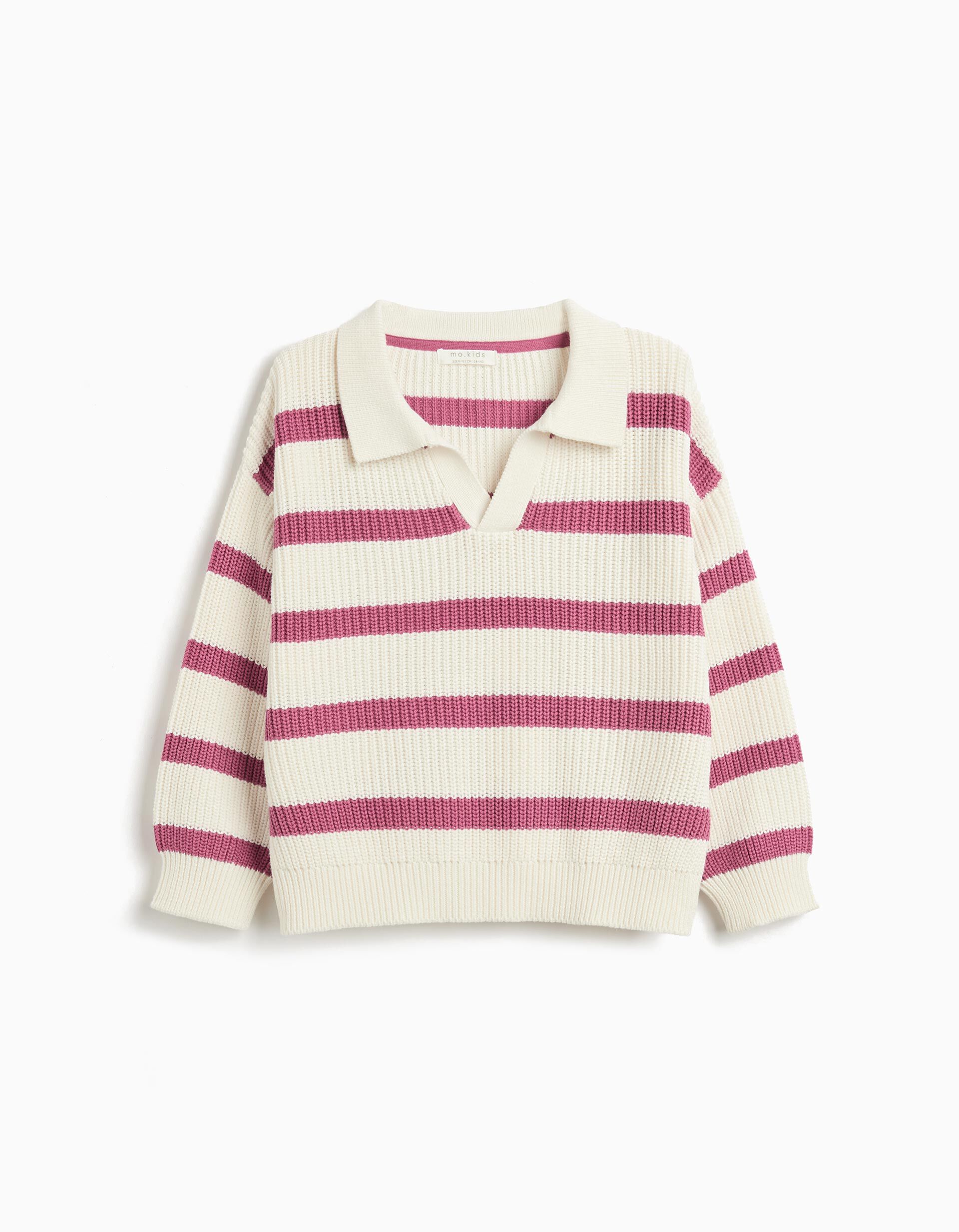 Comprar Online Camisola de Malha com Riscas, Menina, Rosa Escuro 