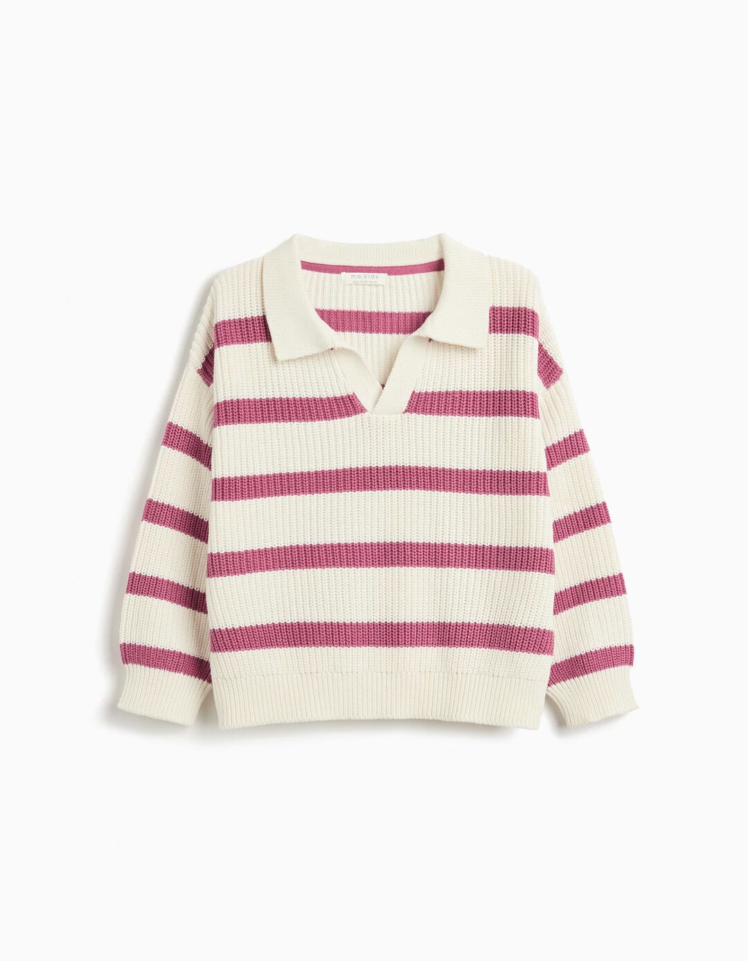 Camisola de Malha com Riscas, Menina, Rosa Escuro 