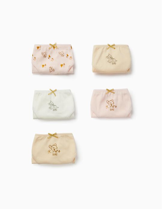 Pack of 5 Cotton Briefs for Girls 'Bambi', Multicoloured
