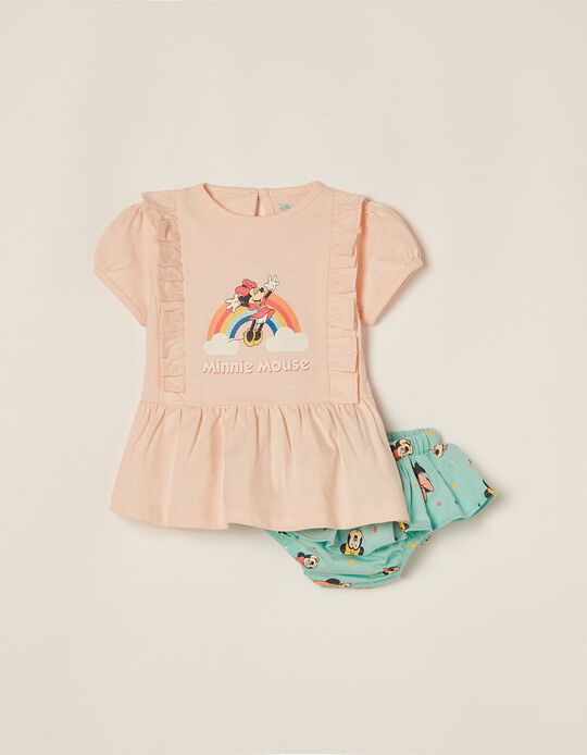 T-Shirt + Bloomers for Newborn Baby Girls 'Minnie', Pink/Blue