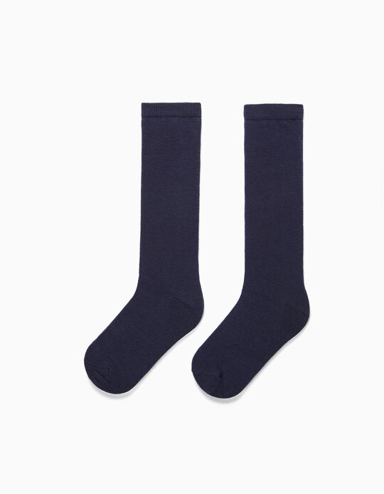 2 Pairs of Cotton Blend Socks Pack, Boys, Dark Blue