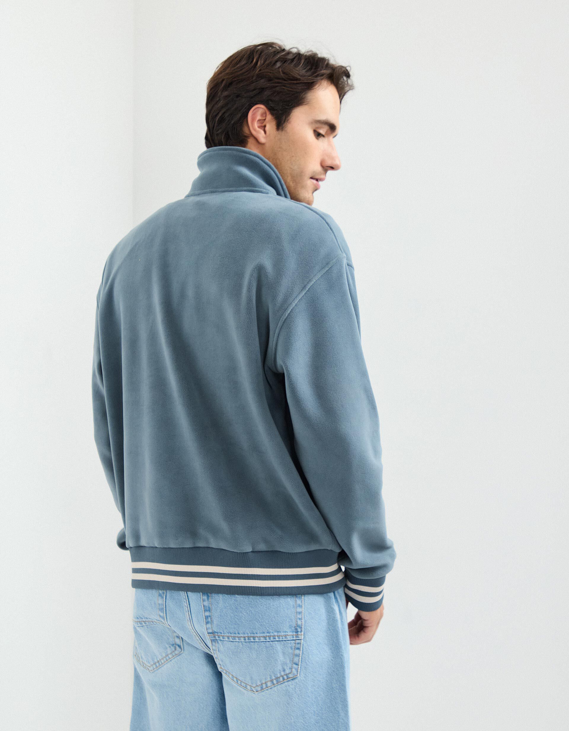 Comprar Online Camisola Polar com Fecho, Homem, Azul Forte