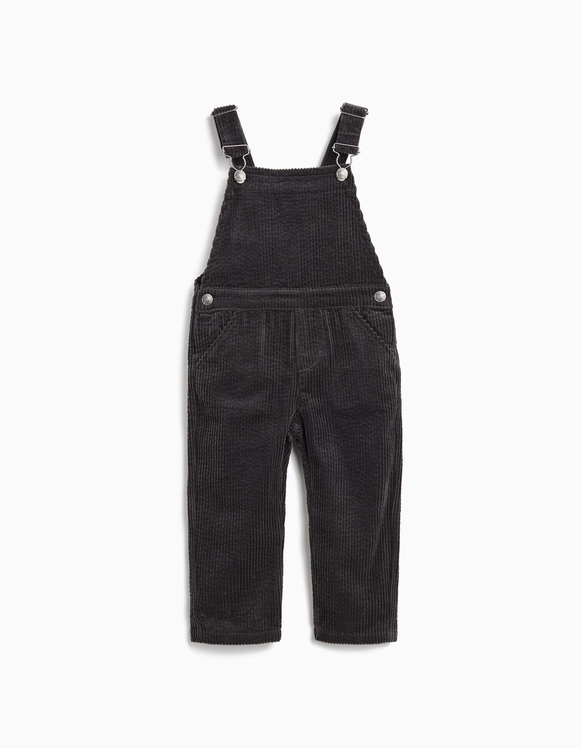 Jardineira de Bombazine, Menino, Cinzento Escuro 