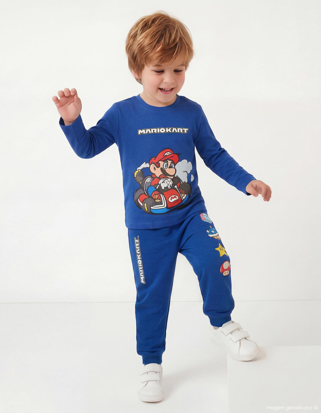 Cal&ccedil;as de Felpa 'Super Mario', Menino, Azul