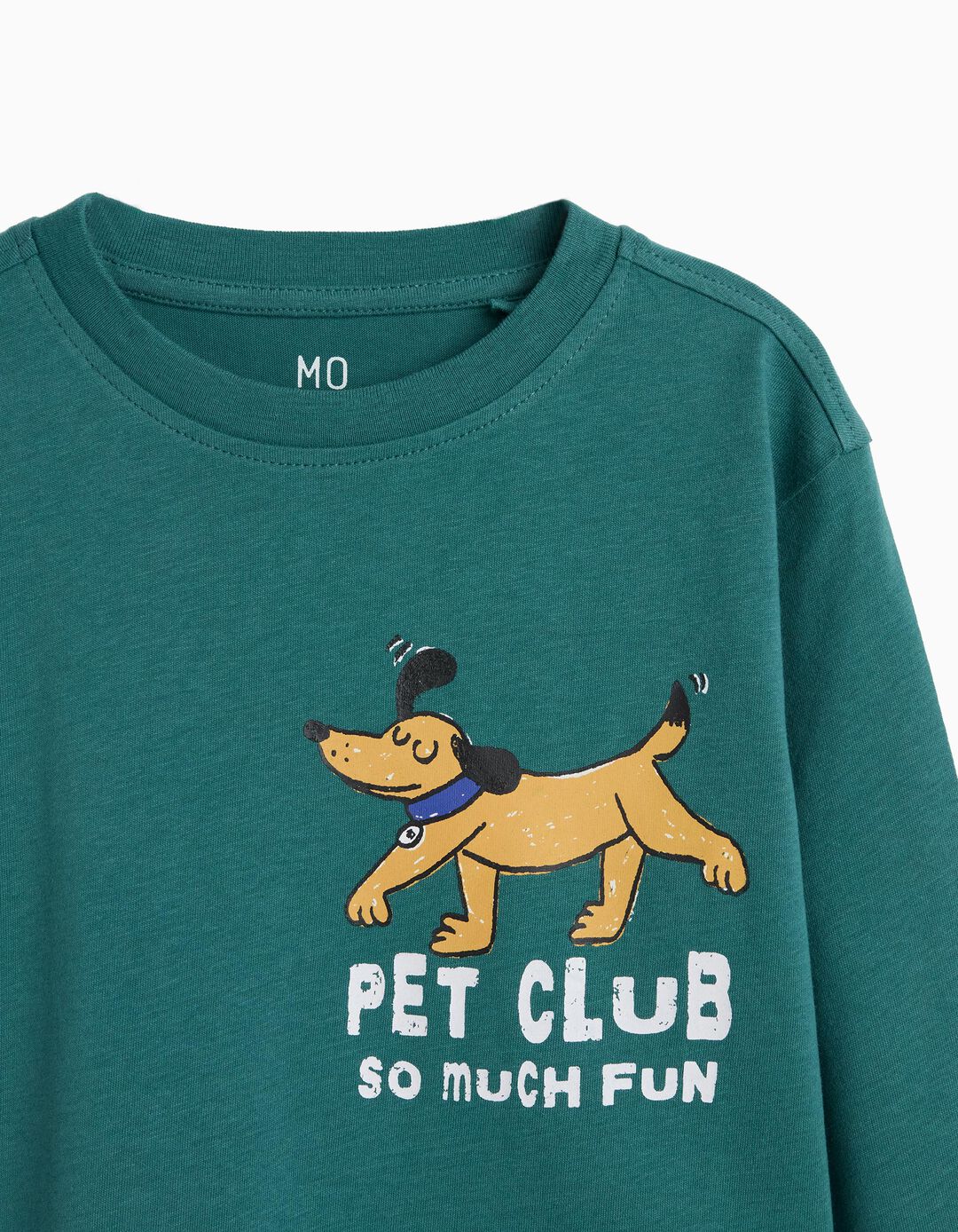 T-shirt De Manga Comprida, Menino, Verde Escuro