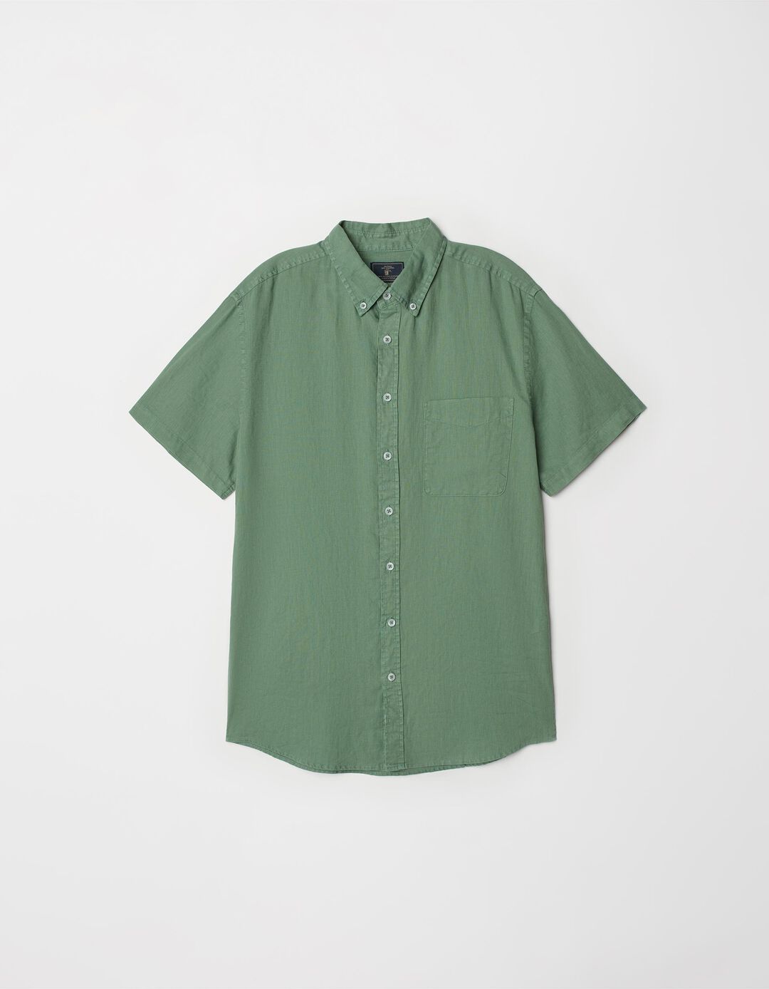 Camisa de Linho Manga Curta, Homem, Verde