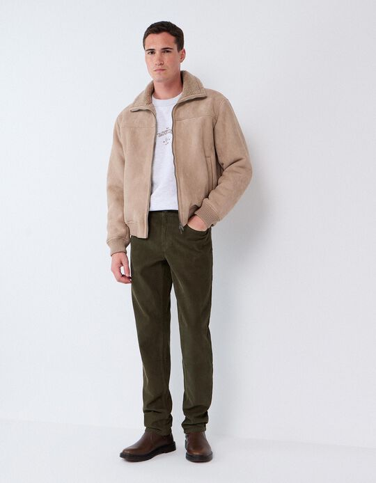 Comprar Online Cal&ccedil;as De Bombazina Slim-Fit, Homem, Verde Escuro