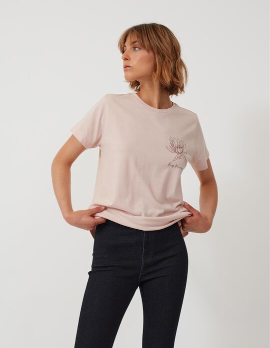 Printed T-shirt, Women, Light Pink