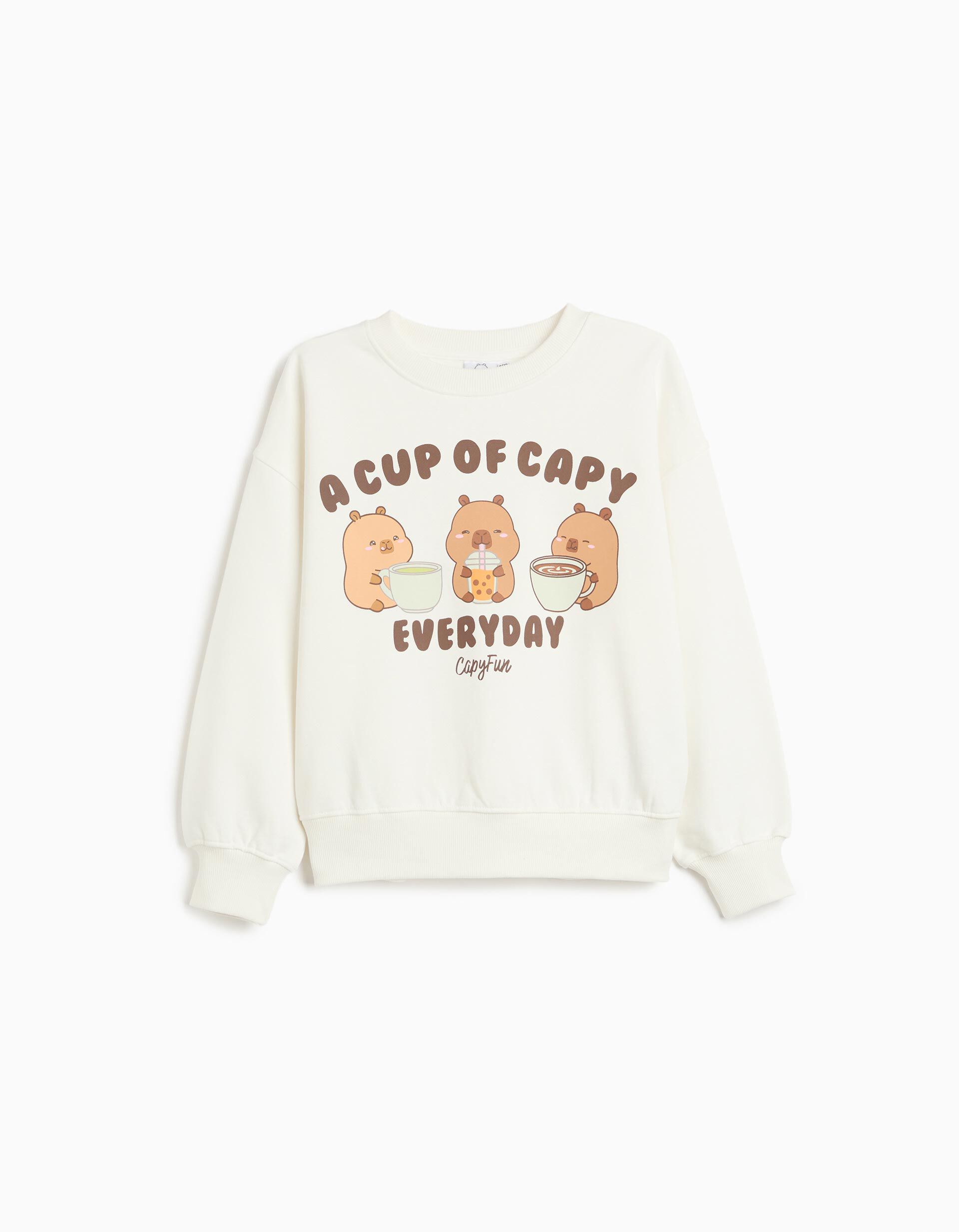 Comprar Online Sweatshirt 'Capybara' &copy;Capyfun, Menina, Branco