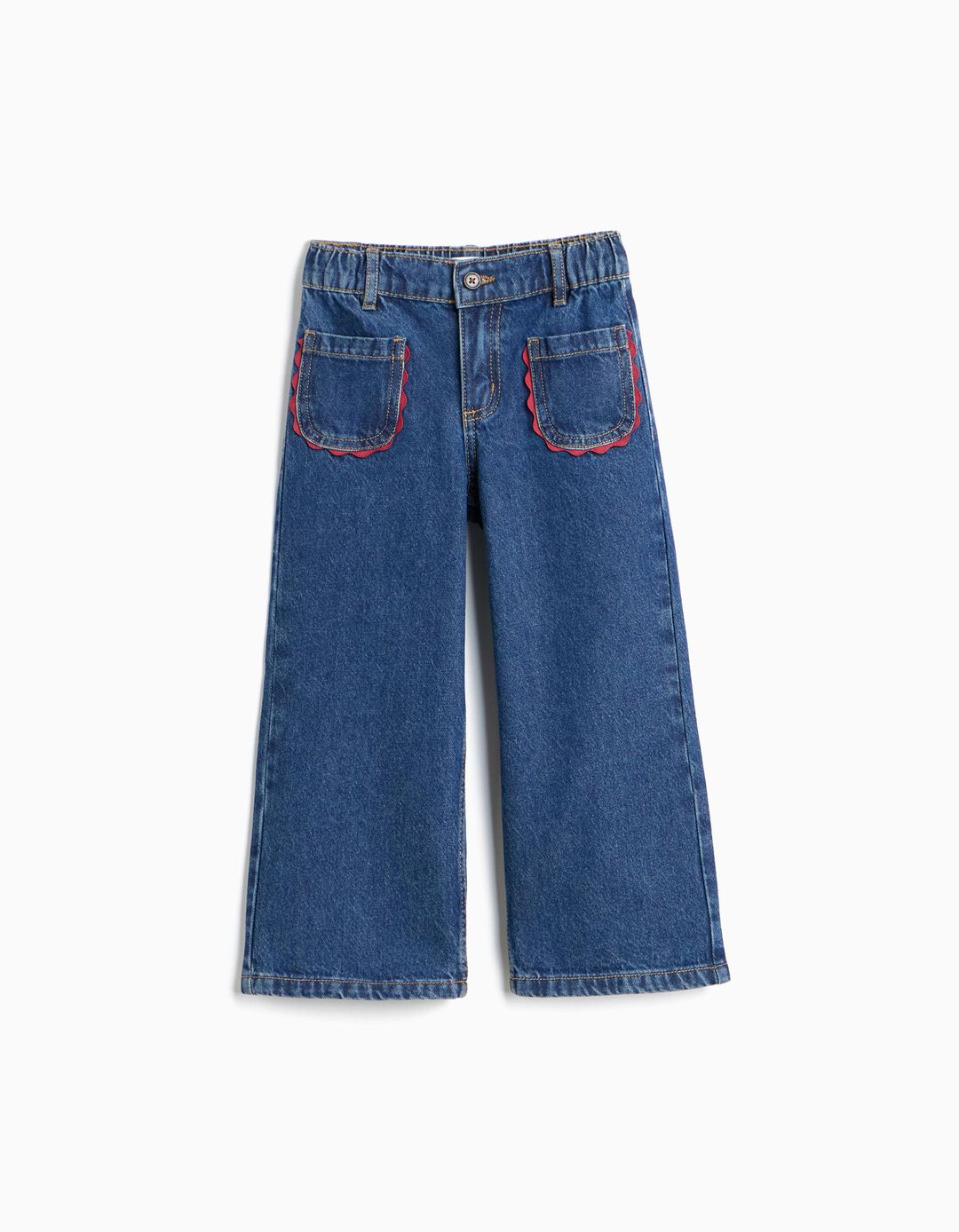 Cal&ccedil;as De Ganga 'Wide Leg', Menina, Azul Escuro