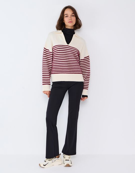 Comprar Online Camisola De Malha &Agrave;s Riscas, Mulher, Vermelho Escuro