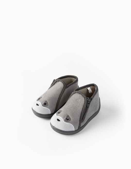 Slippers for Baby Boys 'Raccoon', Grey