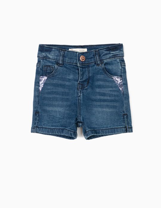 Cal&ccedil;&otilde;es de Ganga para Beb&eacute; Menina com Lantejoulas, Azul