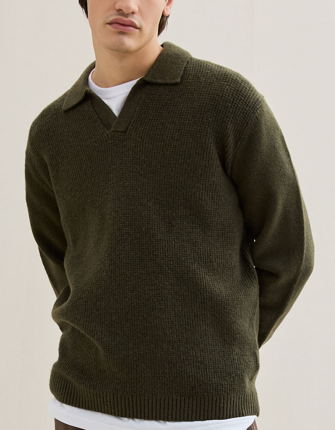 Polo de Malha, Homem, Verde Escuro