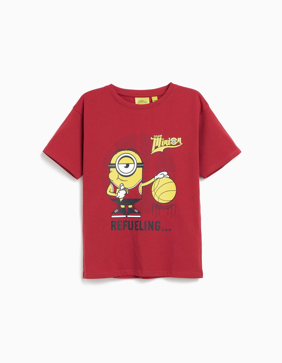 T-shirt 'Minions', Menino, Vermelho Escuro