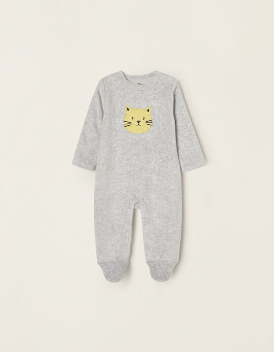 Velour Sleepsuit for Babies 'Kitten', Grey