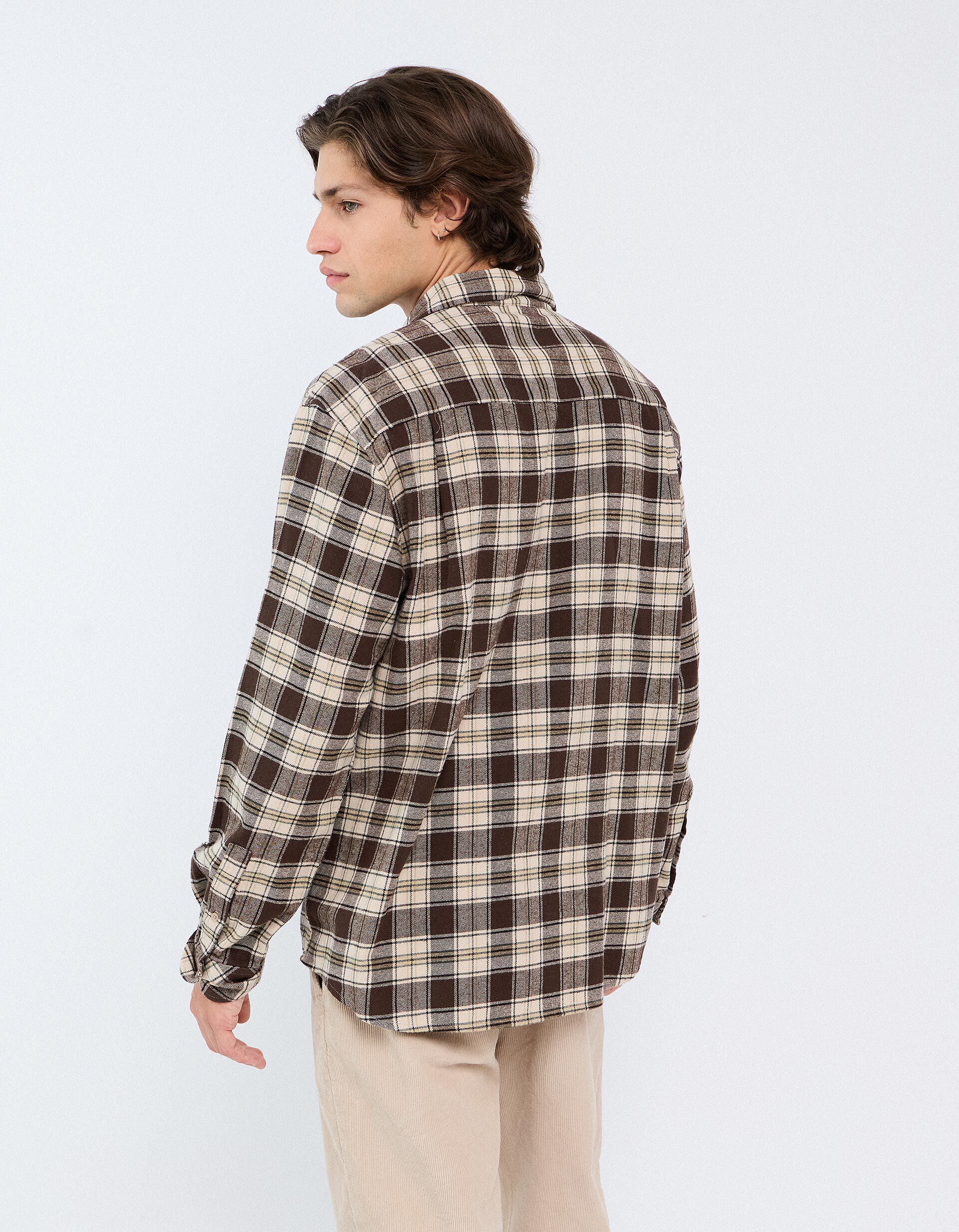 Comprar Online Camisa De Flanela Xadrez, Homem, Bege 