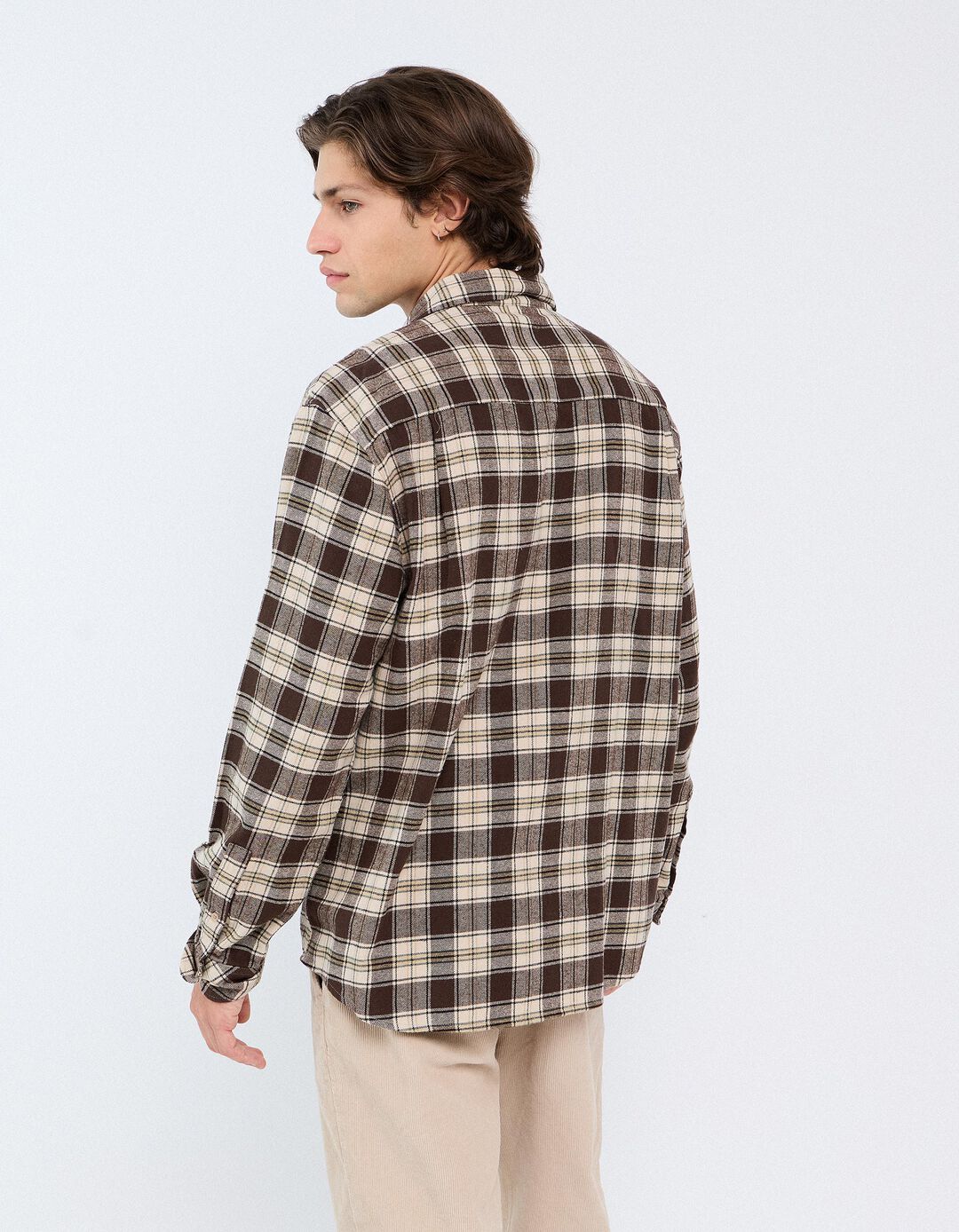 Camisa De Flanela Xadrez, Homem, Bege 