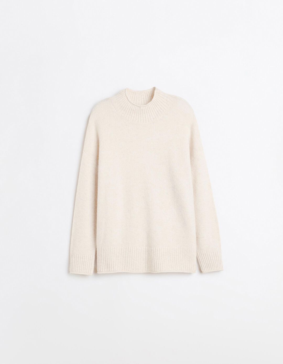 Camisola Em Mistura De L&atilde; E Alpaca, Mulher, Bege Claro