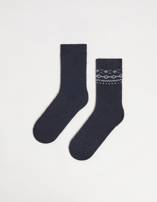 Comprar Online Pack 2 Pares de Meias Mistura de Lã, Homem, Azul Escuro