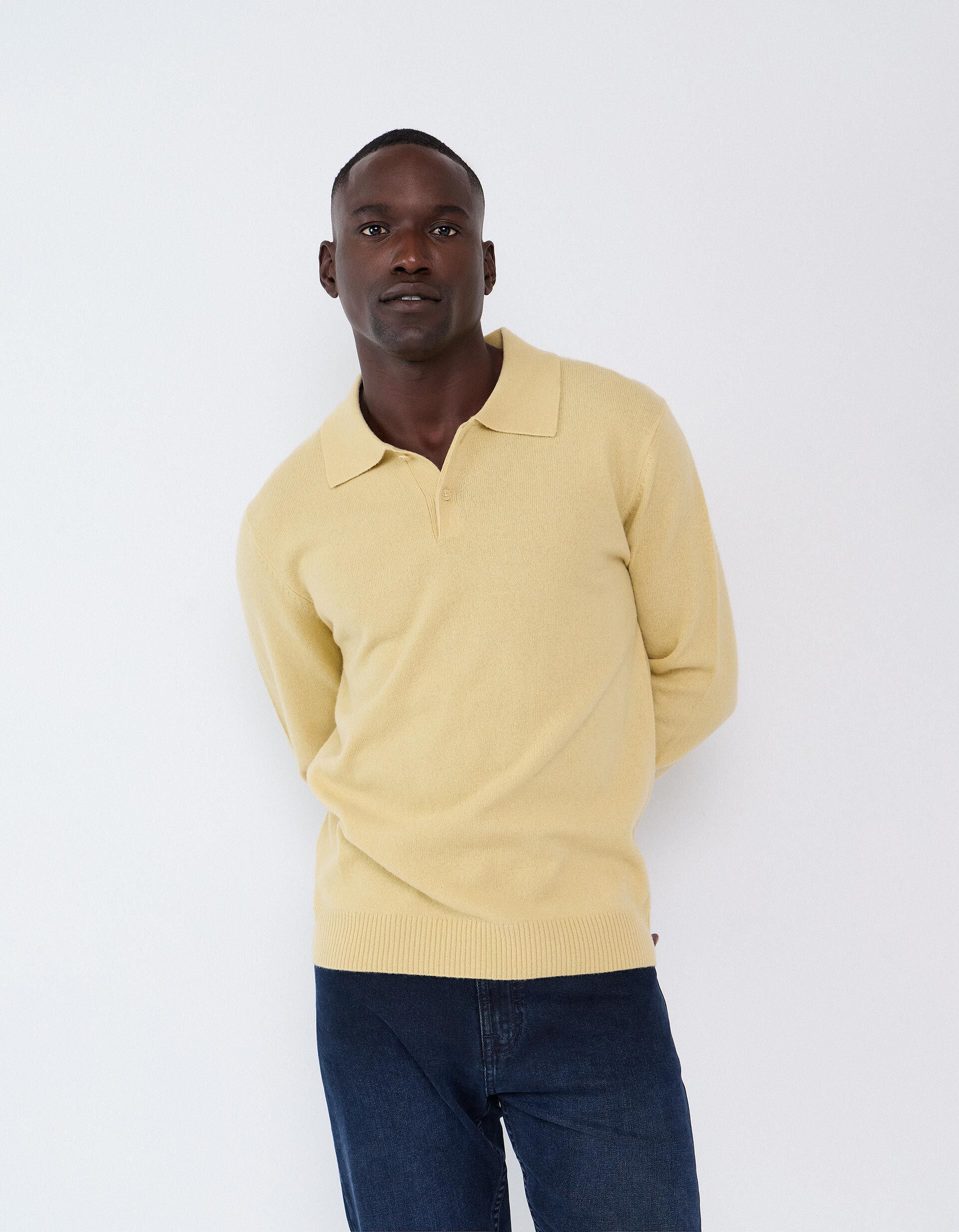 Comprar Online Polo Com Mistura De L&atilde;, Homem, Amarelo