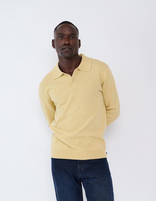 Comprar Online Polo Com Mistura De L&atilde;, Homem, Amarelo