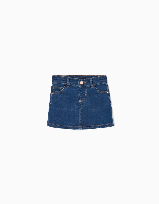 Cotton Denim Mini-Skirt for Baby Girls, Blue