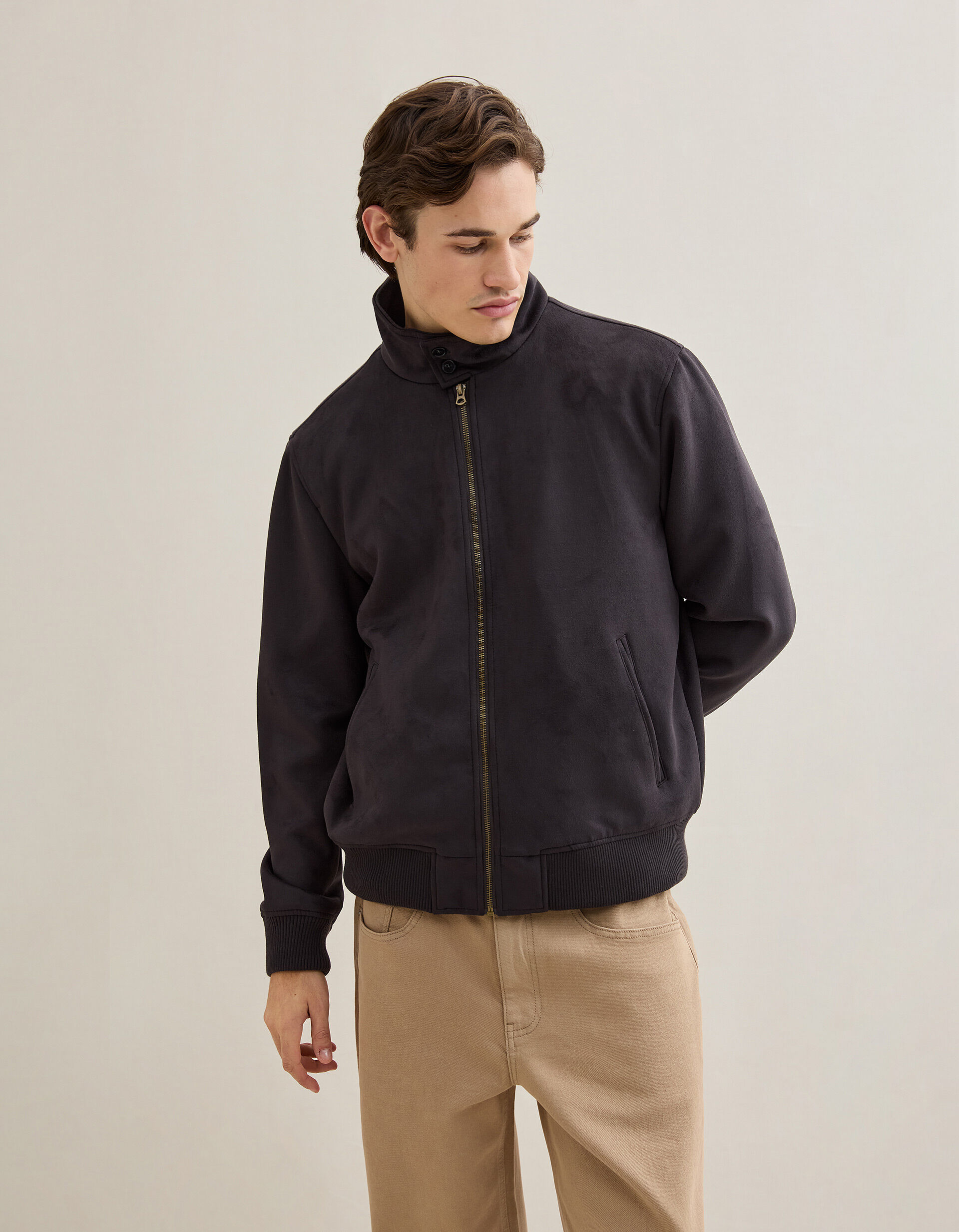 Comprar Online Casaco Bomber Efeito Camur&ccedil;a, Homem, Castanho Escuro