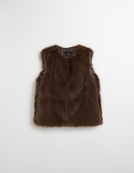 Comprar Online Colete em Pelo Sintético, Mulher, Castanho 