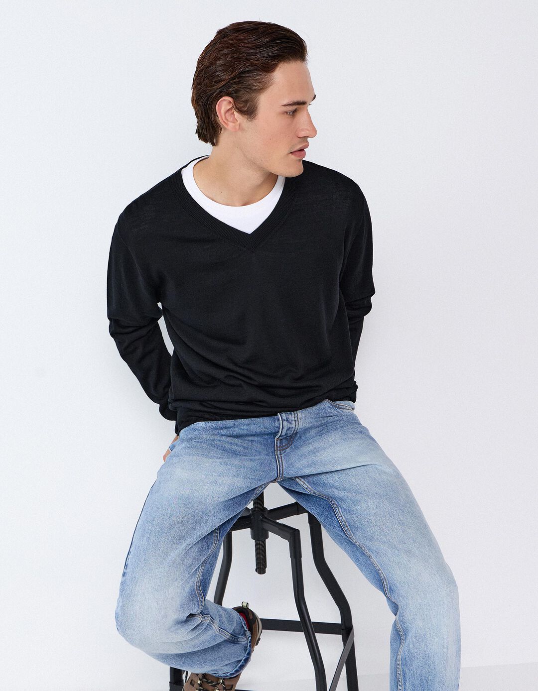 Camisola De L&atilde; Merino, Homem, Preto